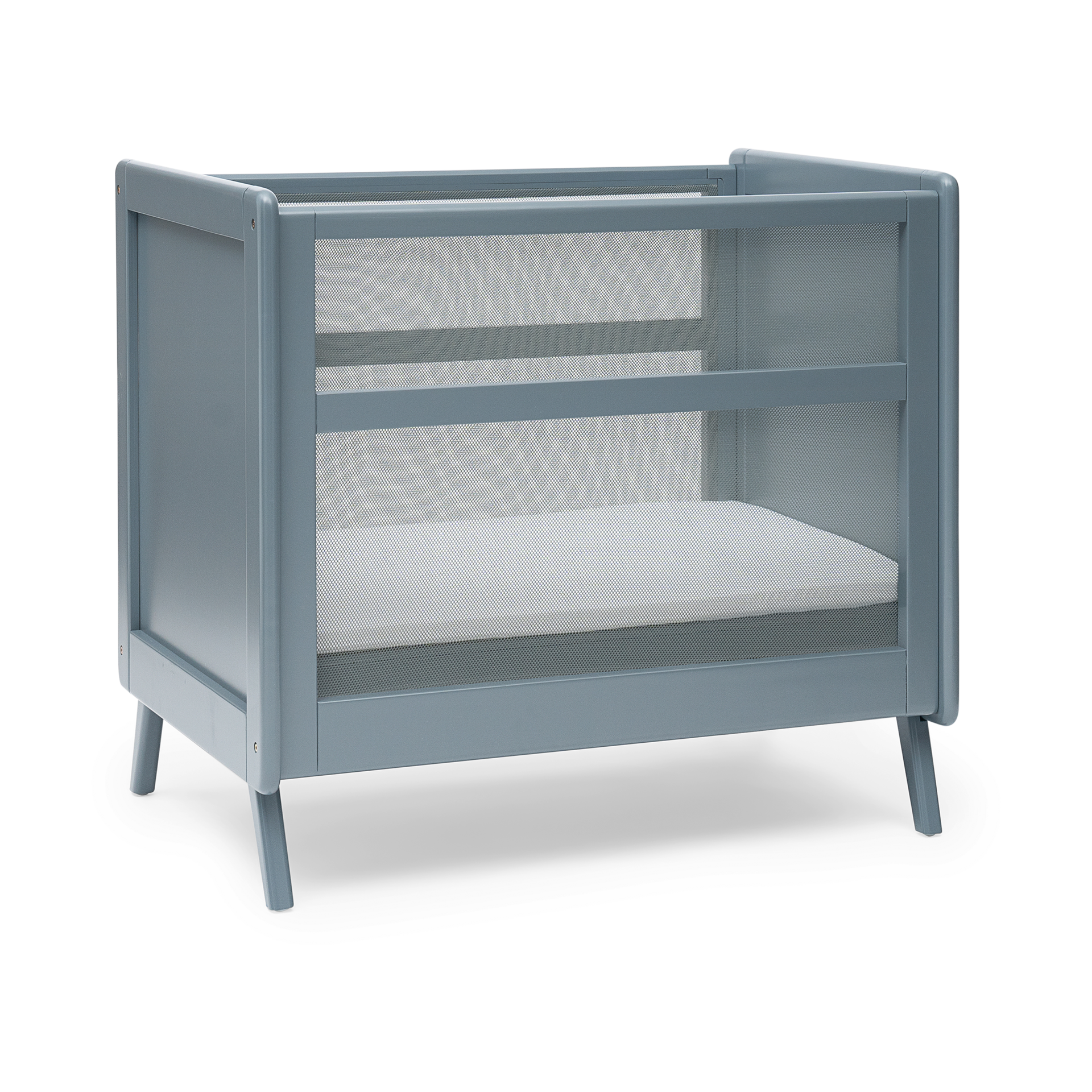 Halo 2-in-1 Breathable Mesh Convertible Mini Crib with Mattress - Slate Blue.