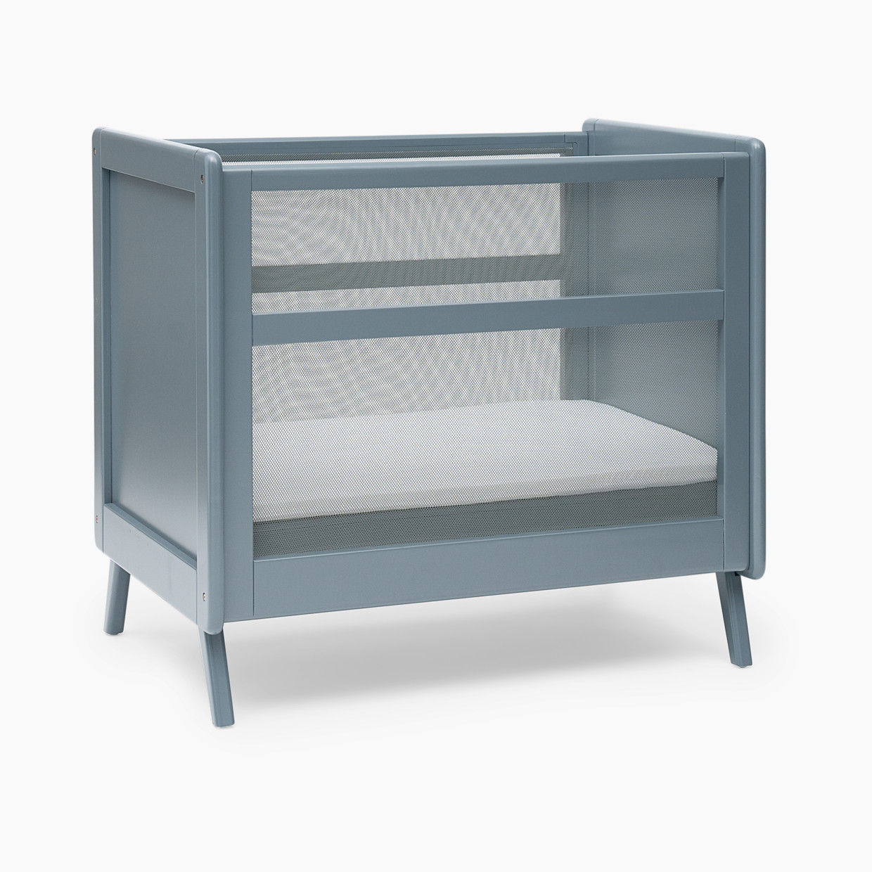 Halo 2-in-1 Breathable Mesh Convertible Mini Crib with Mattress - Slate Blue.
