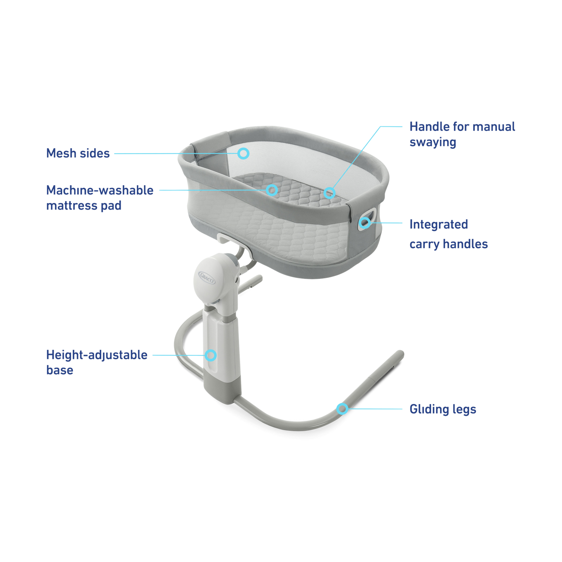 Graco DreamMore Bedside Deluxe with Calming Motion Skyler