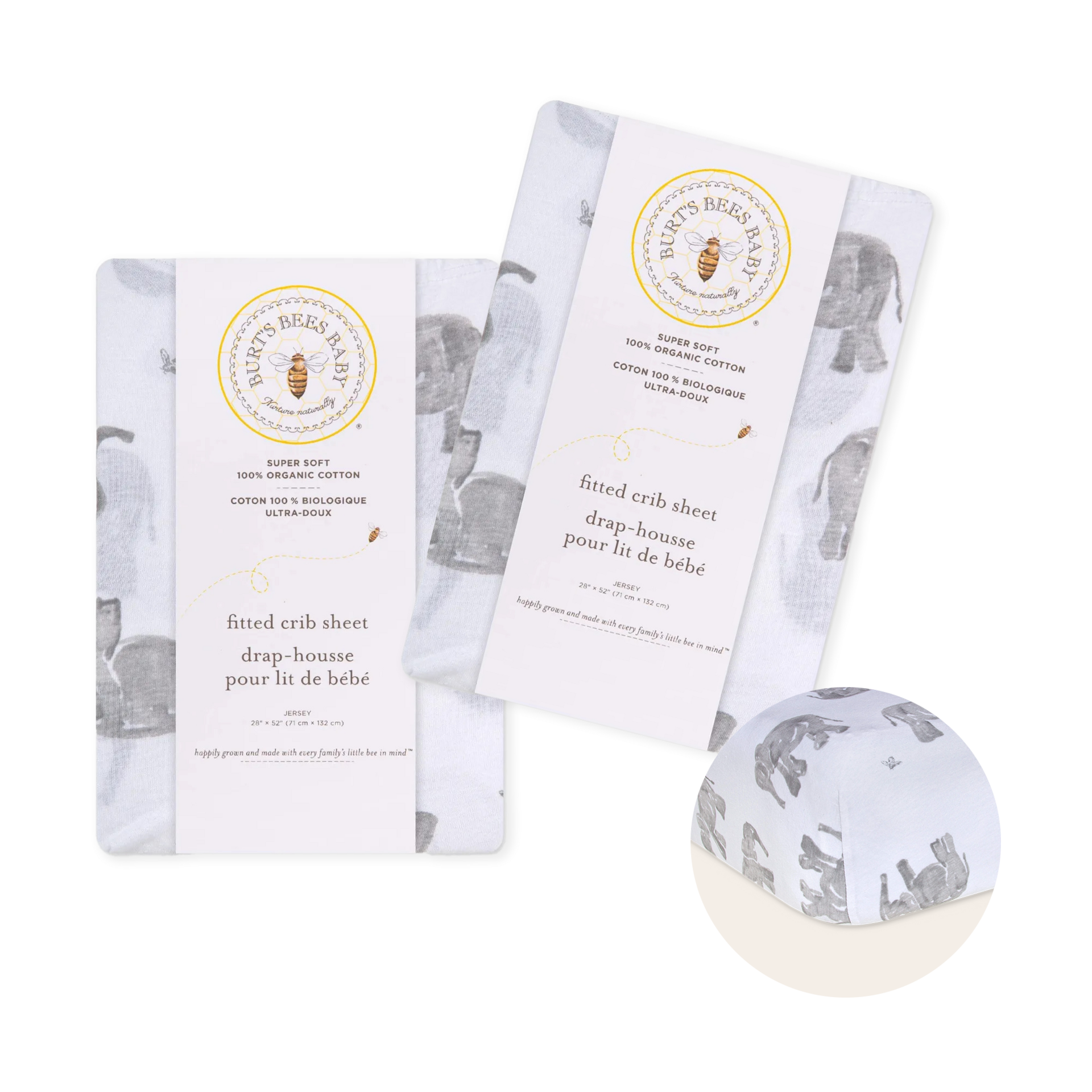 Burt's Bees Baby Organic Cotton Jersey Fitted Crib Sheet 2Pack Bundle