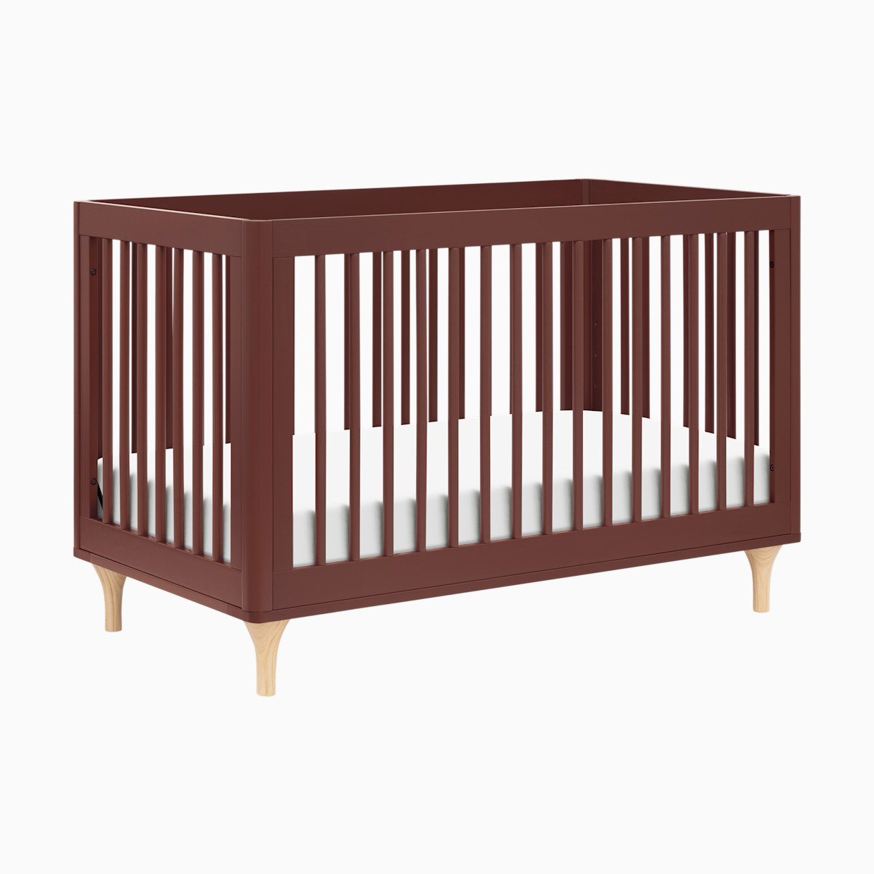 babyletto Lolly 3-in-1 Convertible Crib with Toddler Bed Conversion Kit - Crimson/Natural.