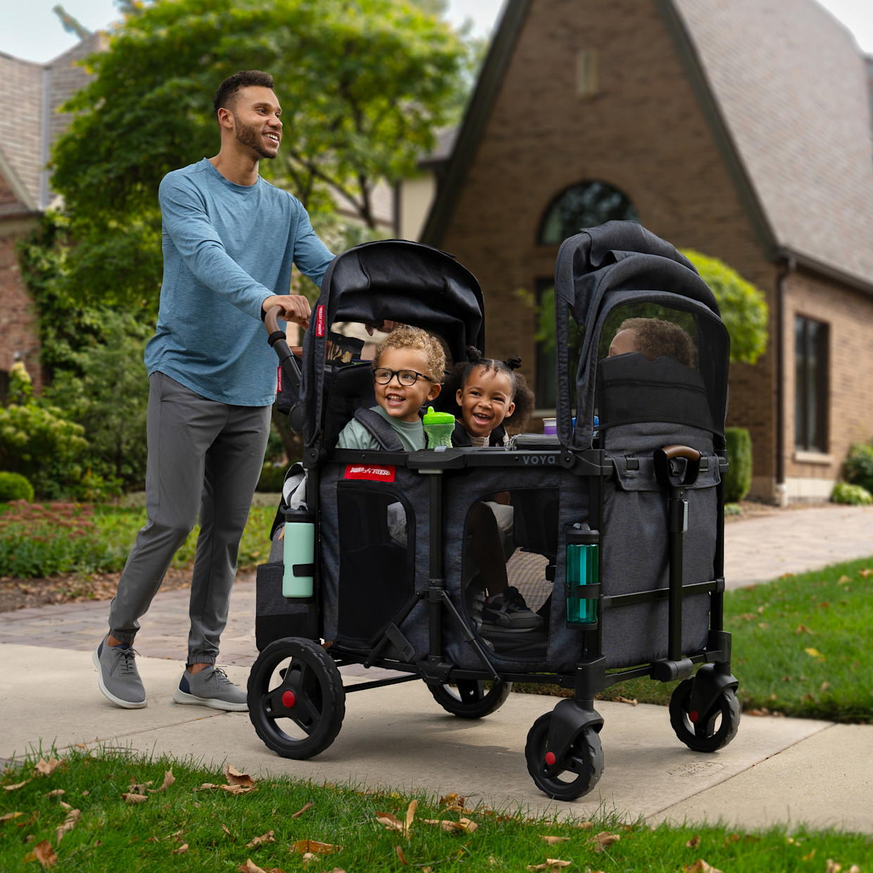 Radio Flyer Voya XT Quad Stroller Wagon - Dark Grey.