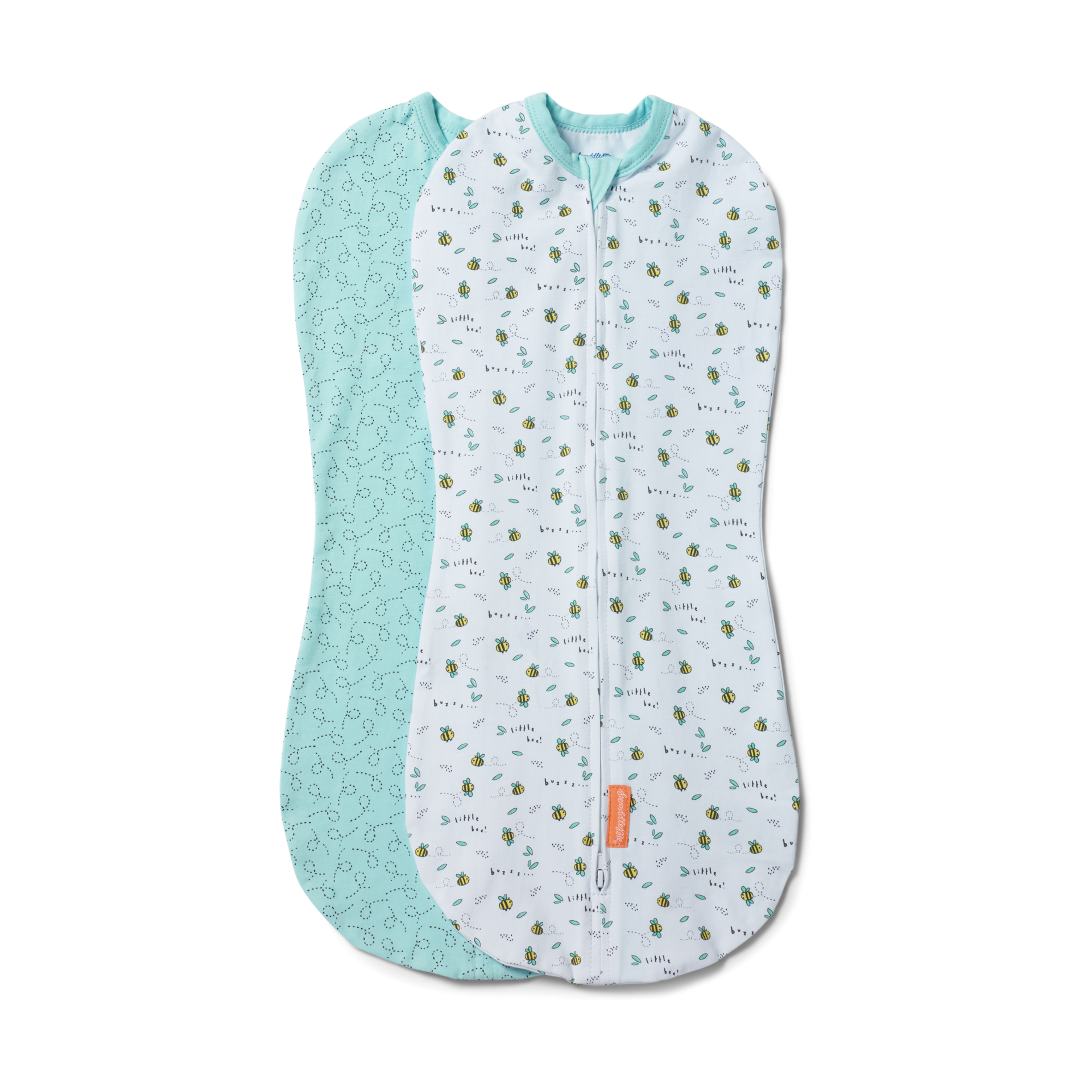 SwaddleMe by Ingenuity Compression Baby Swaddle Pod, Two-Way Zipper for Easy Diaper Changes, Improves Sleep & Calms Startle Reflex, 0-2 Months, 1.0 TOG, 2-Pack - Little Bees