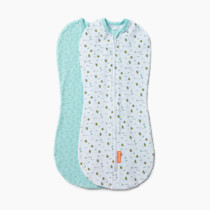 SwaddleMe by Ingenuity Compression Baby Swaddle Pod, Two-Way Zipper for Easy Diaper Changes, Improves Sleep & Calms Startle Reflex, 0-2 Months, 1.0 TOG, 2-Pack - Little Bees