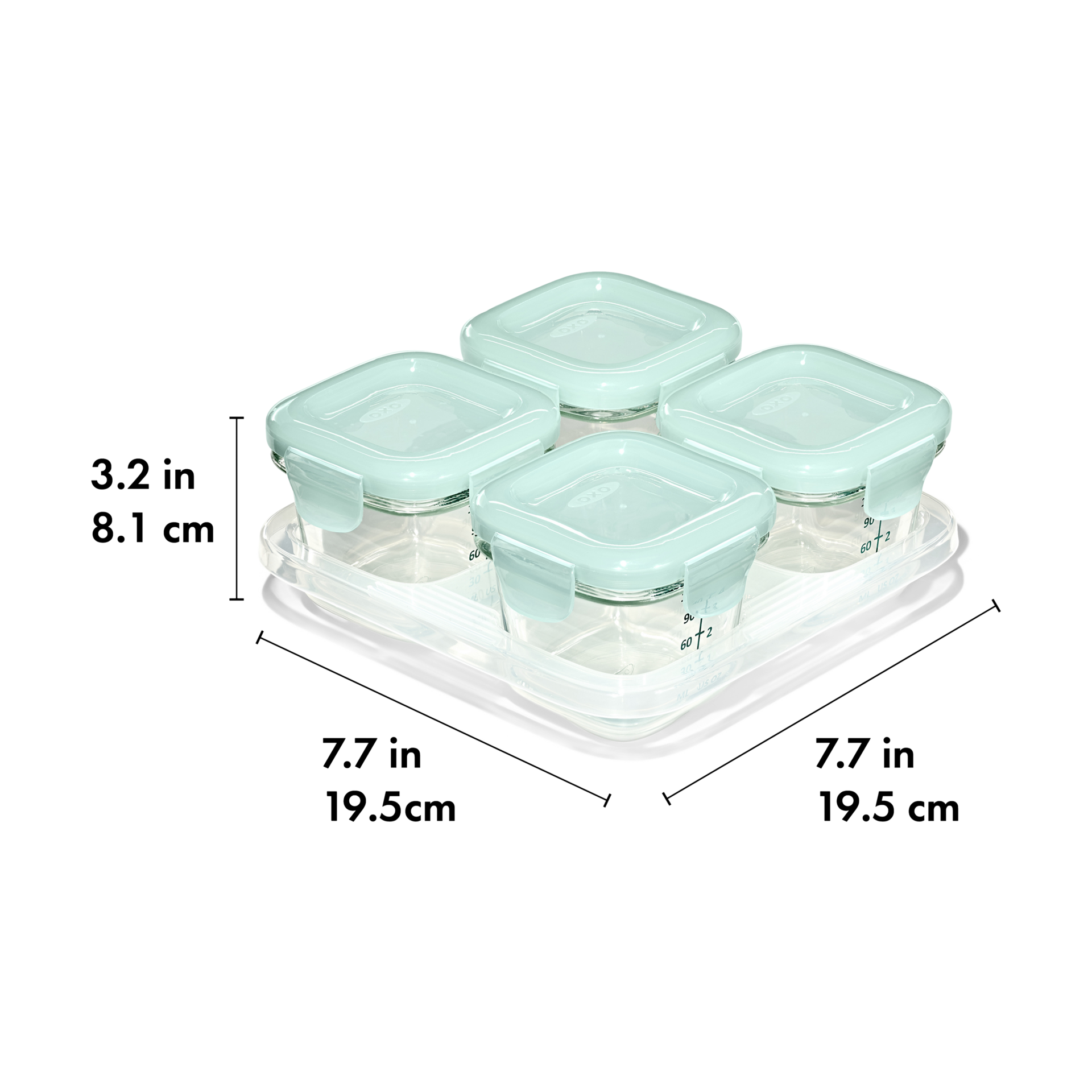 OXO Tot Baby Blocks Glass 4 Oz Food Storage Containers - Opal.