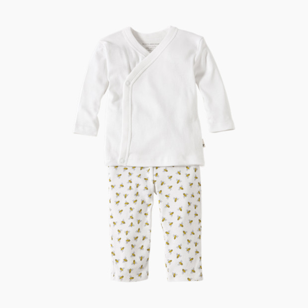 Burt's Bees Baby Organic Wrap Top and Footless Pant - Cloud Honeybee, 0-3 Months.