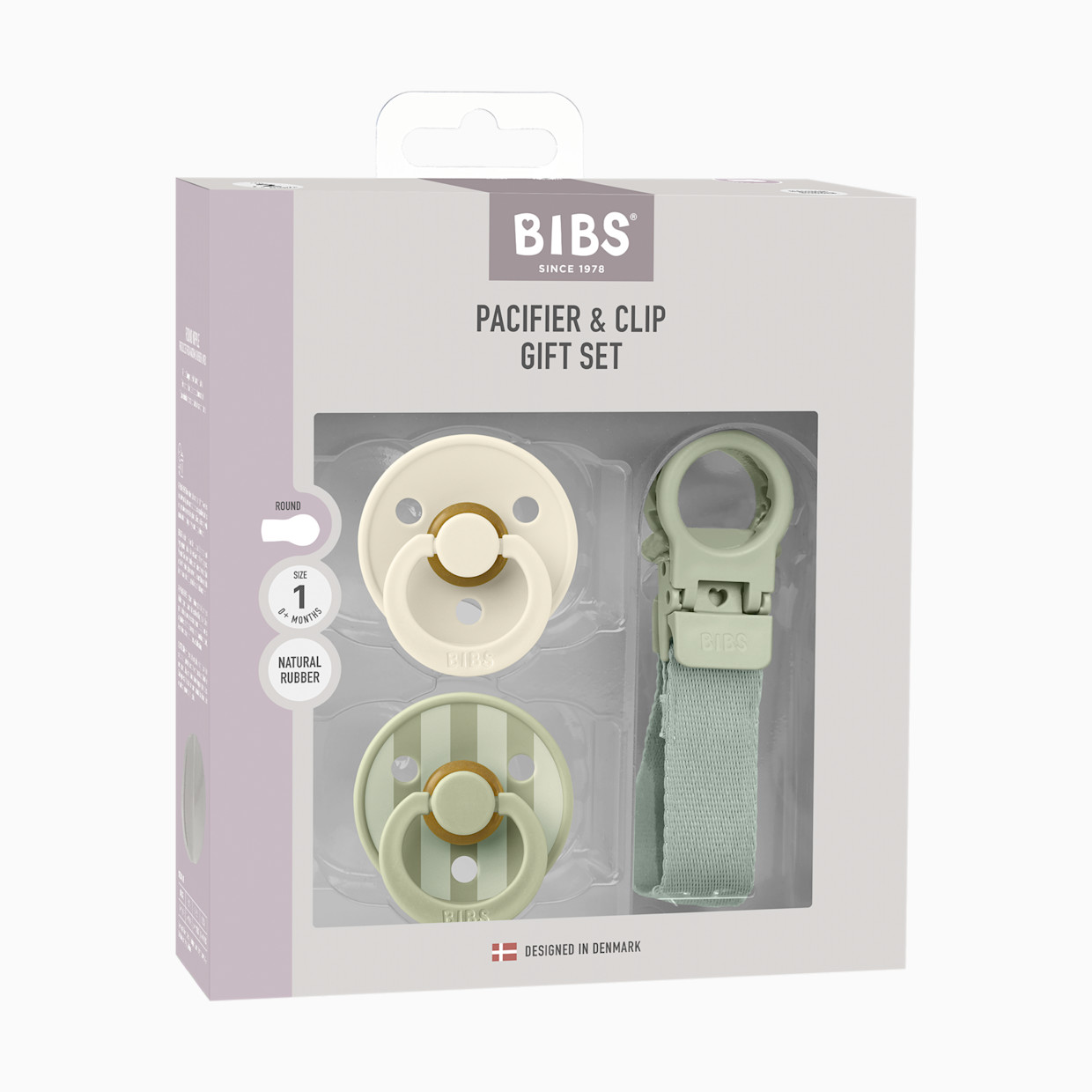 BIBS Colour Pacifier & Loop Clip Gift Set - Sage.