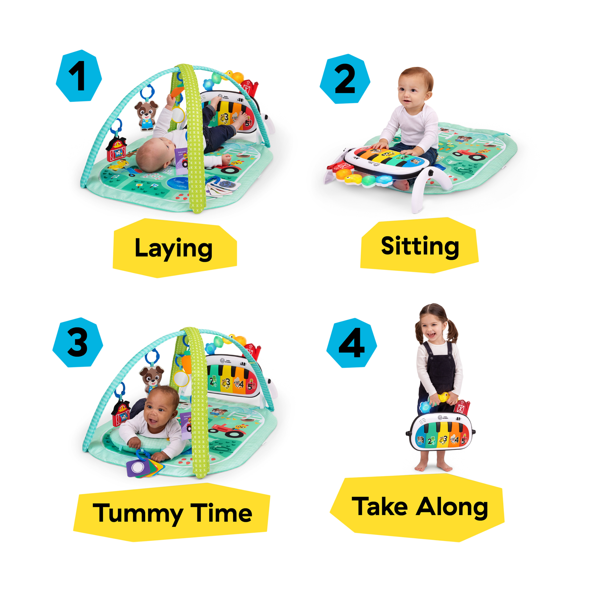 Baby Einstein 4-in-1 Kickin Tunes Music and Learning Play Gym - Meadow Music & Language.