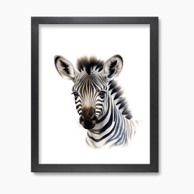 Play & Oak Zebra Life - Black Frame, 11 X 14.