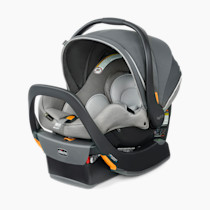 Chicco KeyFit® 35 Zip ClearTex® Infant Car Seat and Base, Rear-Facing Seat for Infants 4-35 lbs., Zip-Open Privacy Shield, Compatible with Chicco Strollers | Ash/Grey