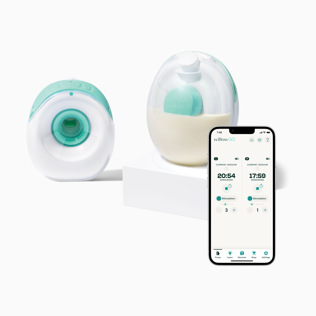 Willow Go Wearable Hands-Free, Cord-Free Electric Breast Pump - Double.