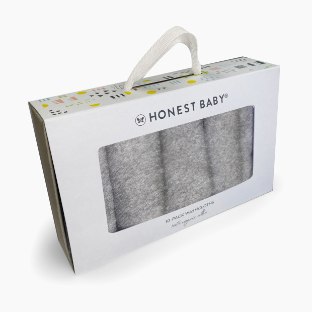 Honest Baby Clothing 10-Pack Organic Cotton Baby Terry Wash Cloths - Gray Heather, Os.