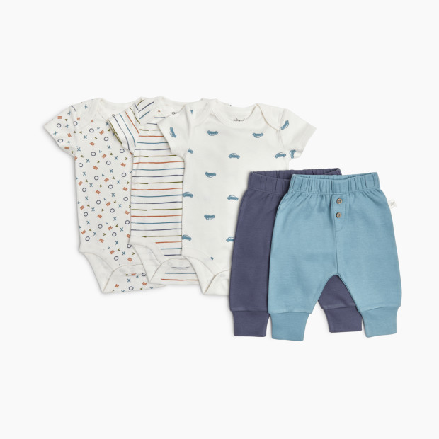 Tiny Kind 3 Pack Assorted Bodysuits - Assorted Blues, Nb.
