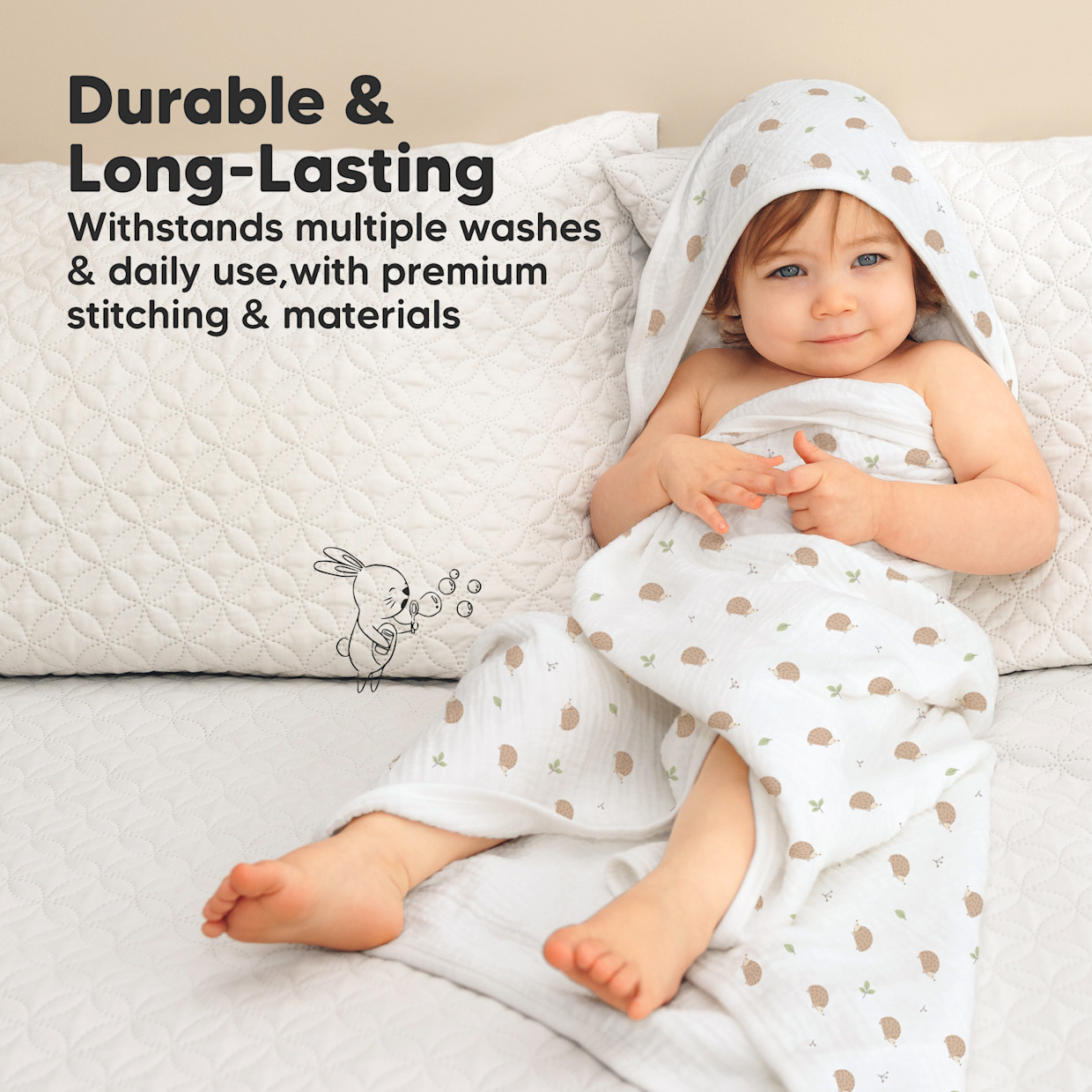 KeaBabies Lyra Muslin Hooded Towel - Bruce.