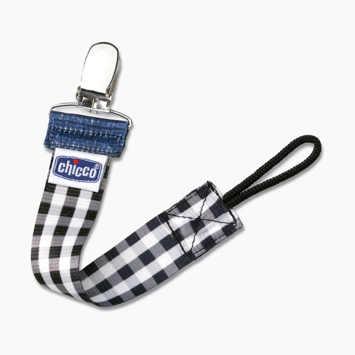 Chicco Fashion Pacifier Clip - Black Gingham.