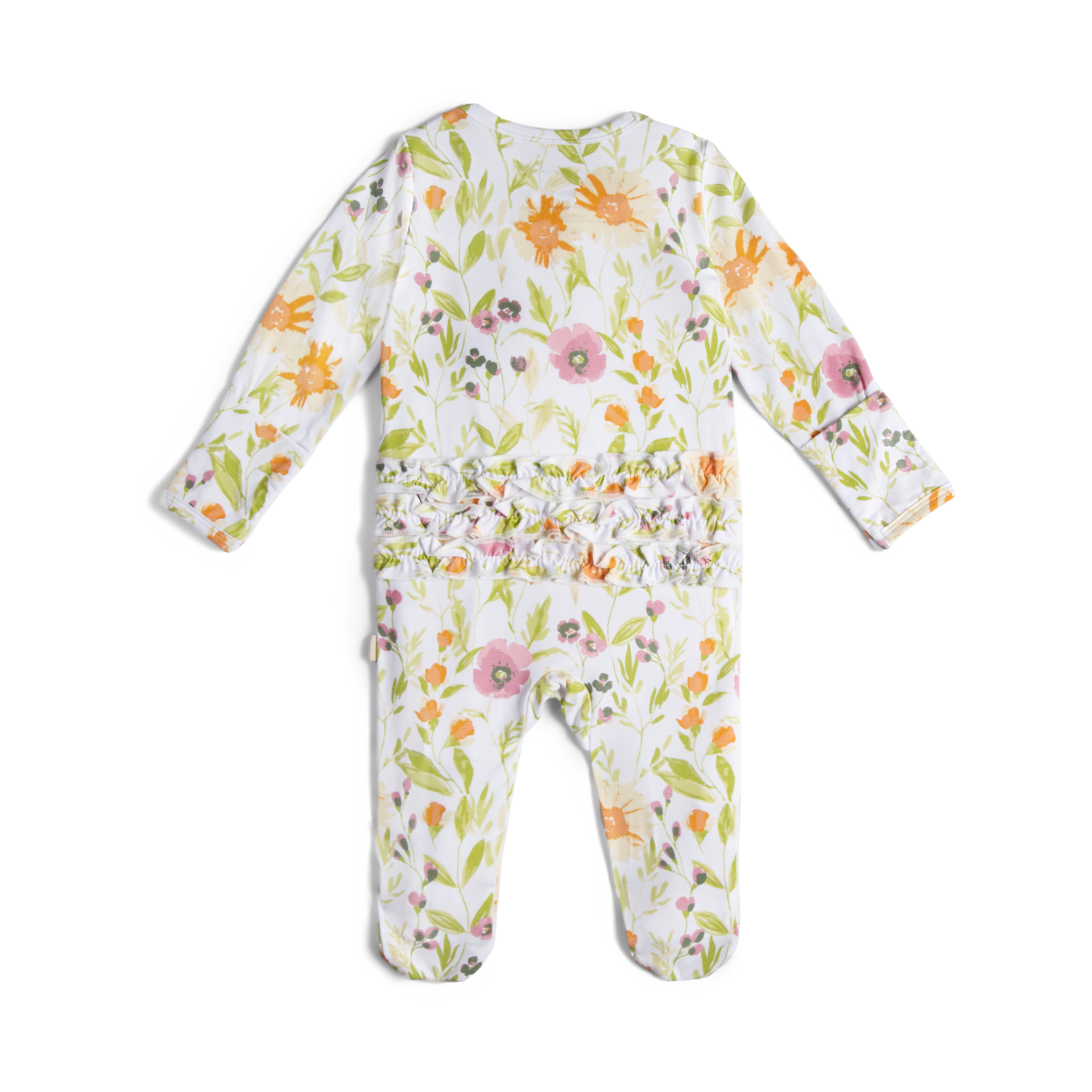 Tiny Kind Bamboo Viscose Ruffle 2-Way Zip Footie.