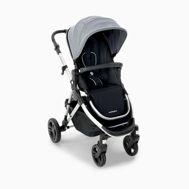 Mockingbird Single Stroller 2.0 - Heather Grey Canopy With Black Leather.