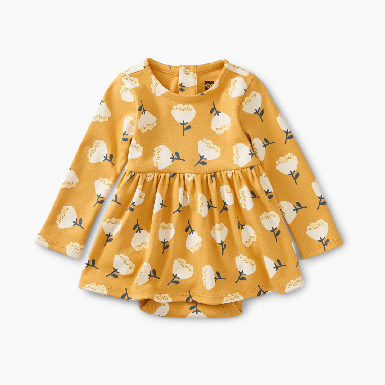 Tea Collection Sweet Sightings Baby Dress - Golden Blooms, 6-9 Months.