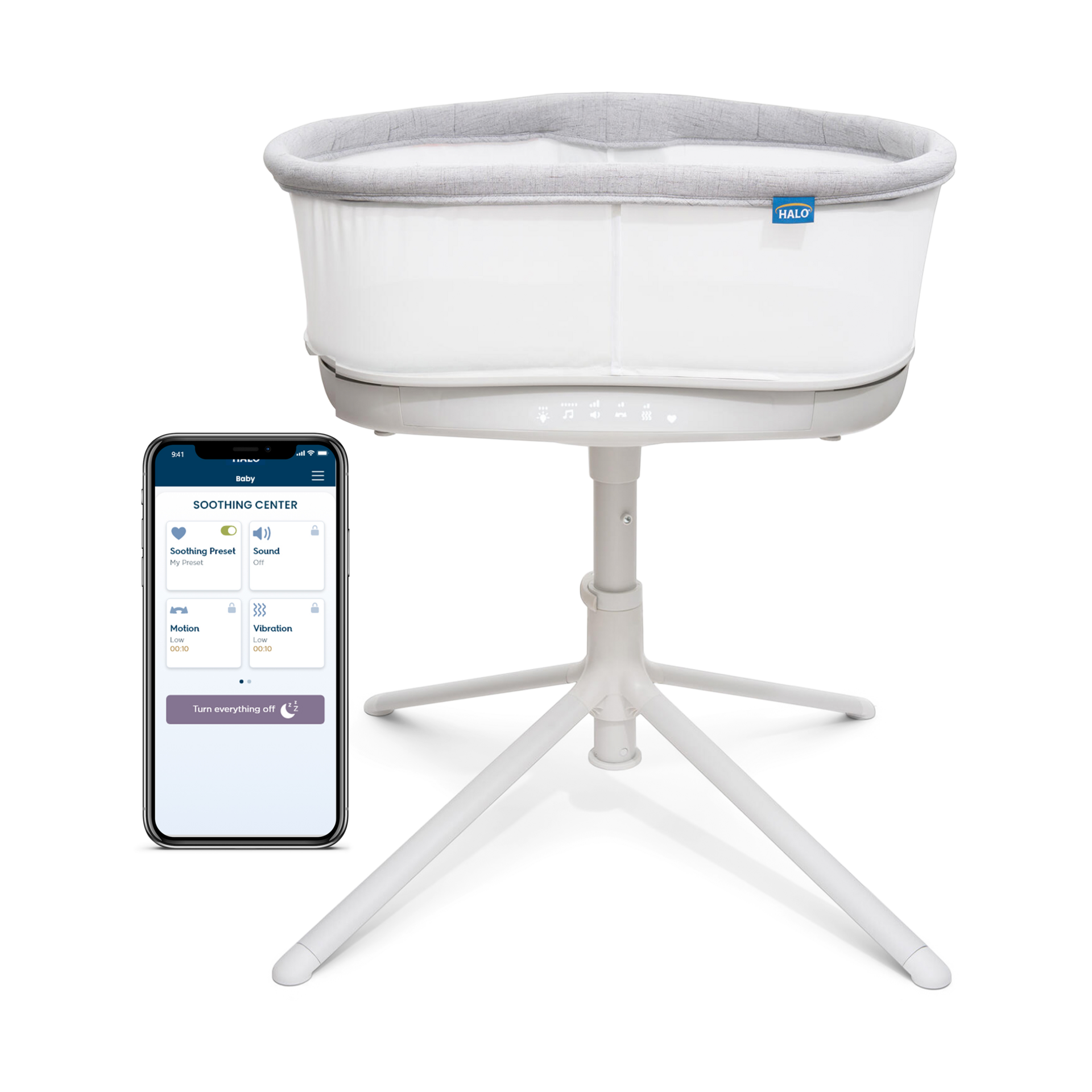 Halo BassiNest Connected Swivel Sleeper 3.0 - Grey | Babylist Shop