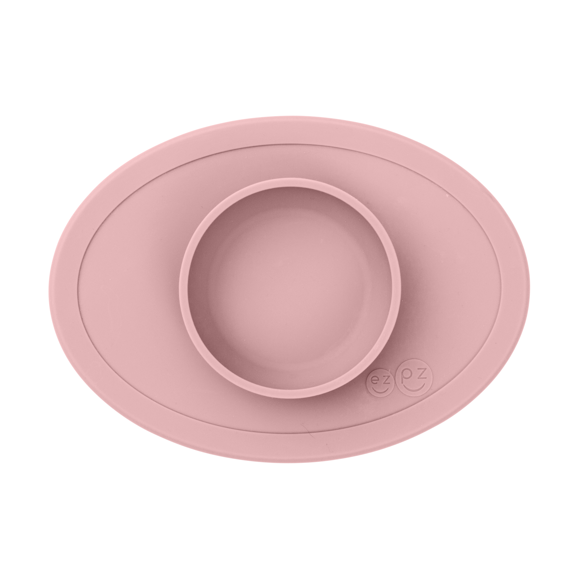 ezpz Tiny Bowl (Blush) - 6 Months+ - 100% Silicone Suction Placemat + Bowl for Infants - Fits All Highchair Trays - Baby-Led Weaning Supplies