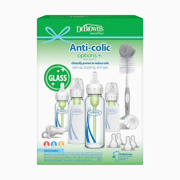 Dr. Brown's Options+ Glass Narrow Anti-Colic Baby Bottle Gift Set.