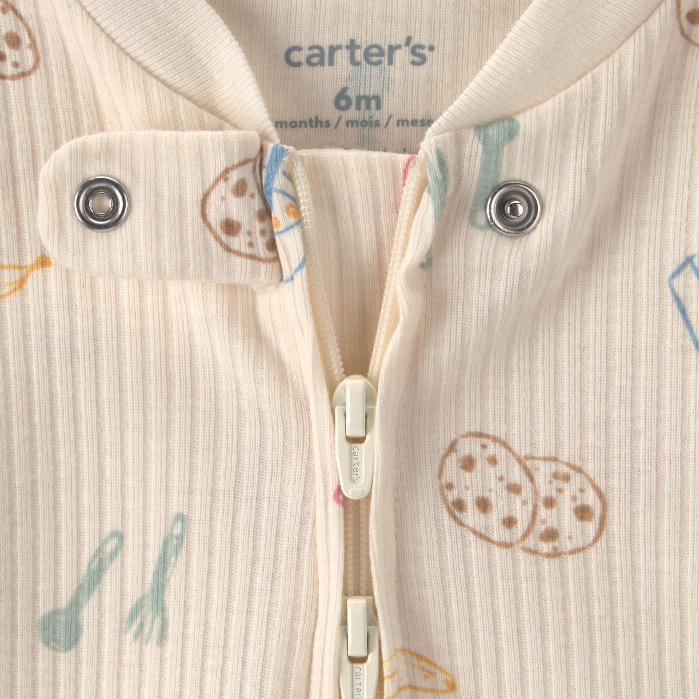 Carter's Snug Fit Sleep & Play Pajamas - Ivory Breakfast, 6M.