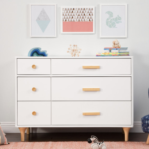 babyletto Lolly 6-Drawer Double Dresser - White / Natural.
