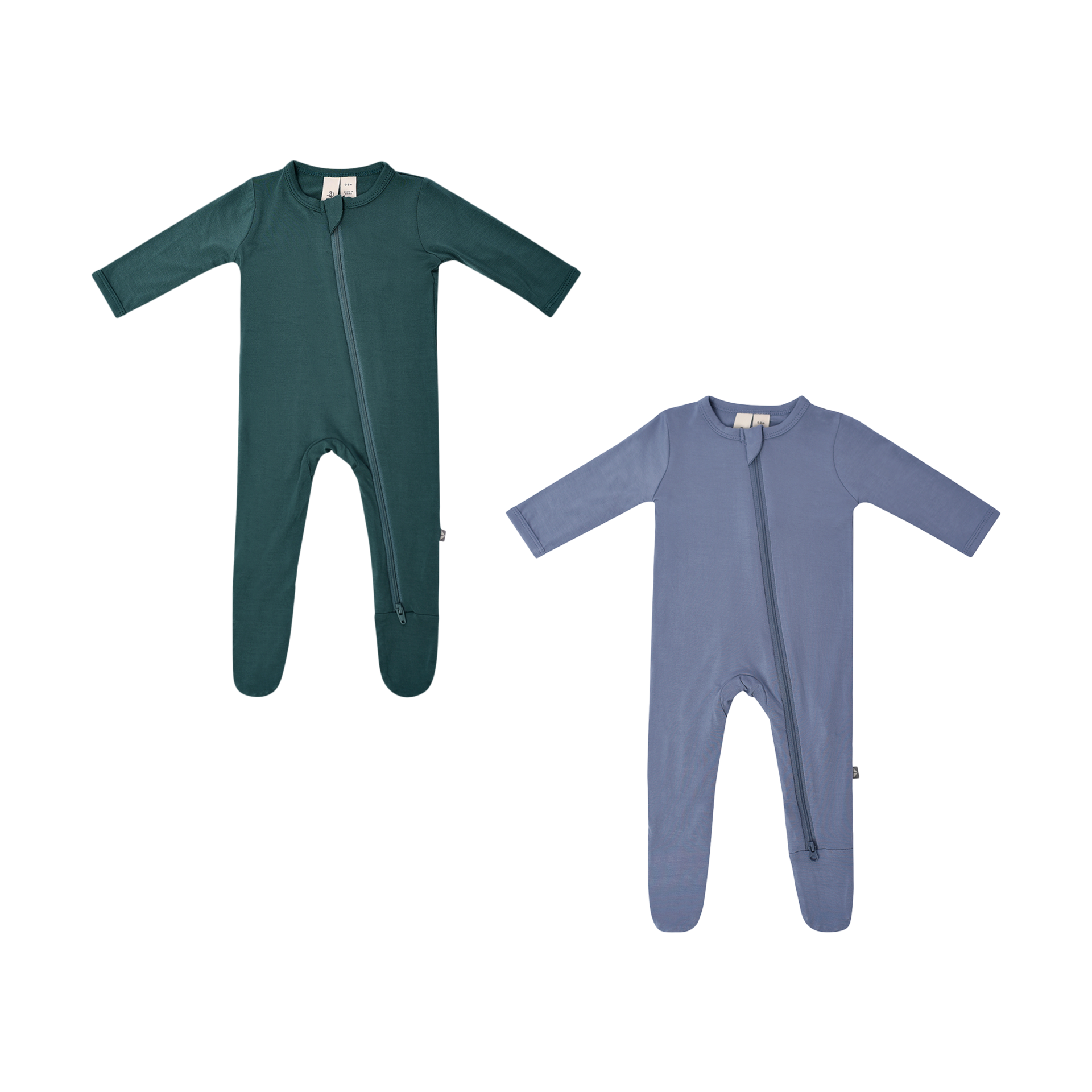 Kyte Baby Zipper Footie Bundle (2 Pack) Dark Green, 03 Months