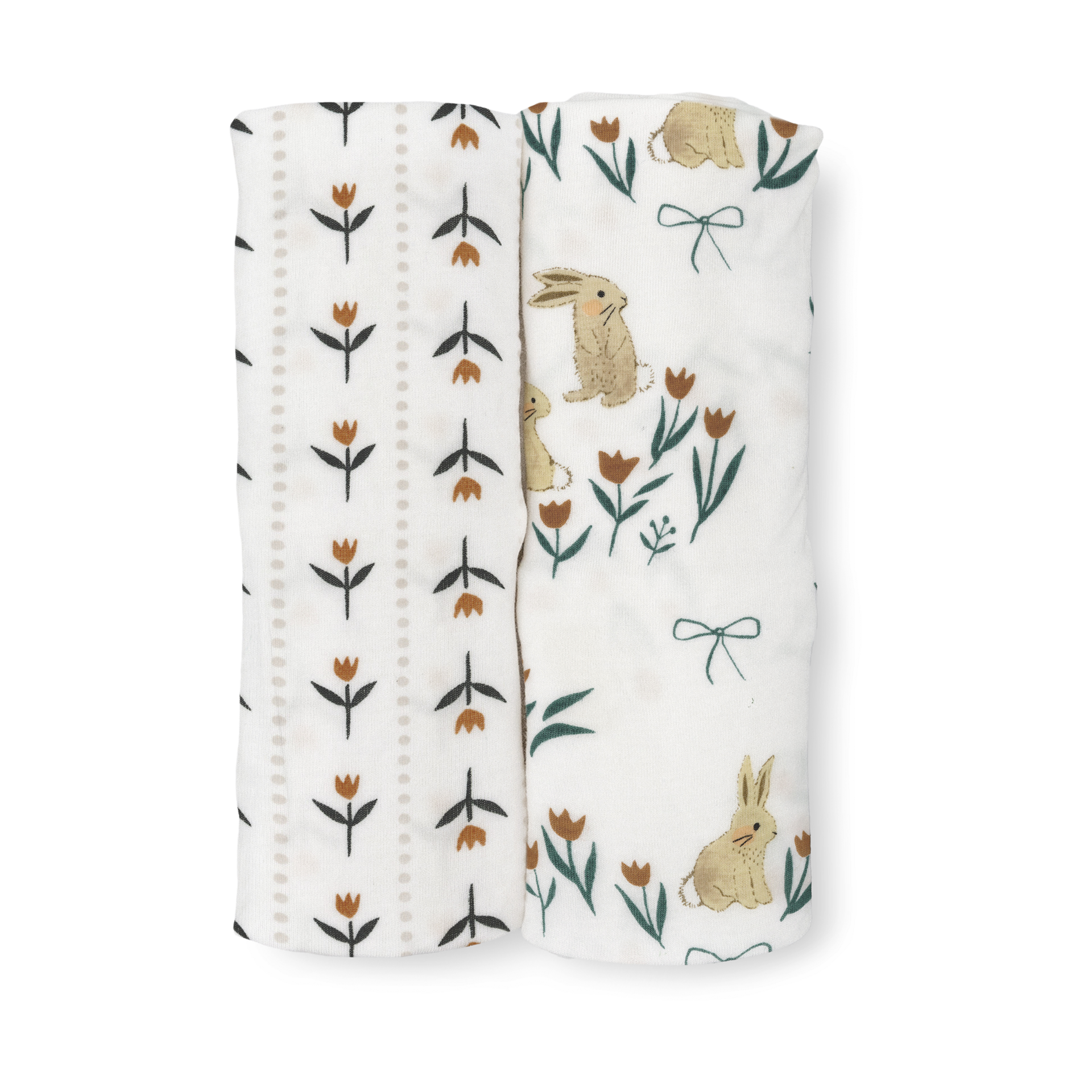 Little Unicorn Stretch Knit Swaddle 2 Pack - Bunnies And Tulips.