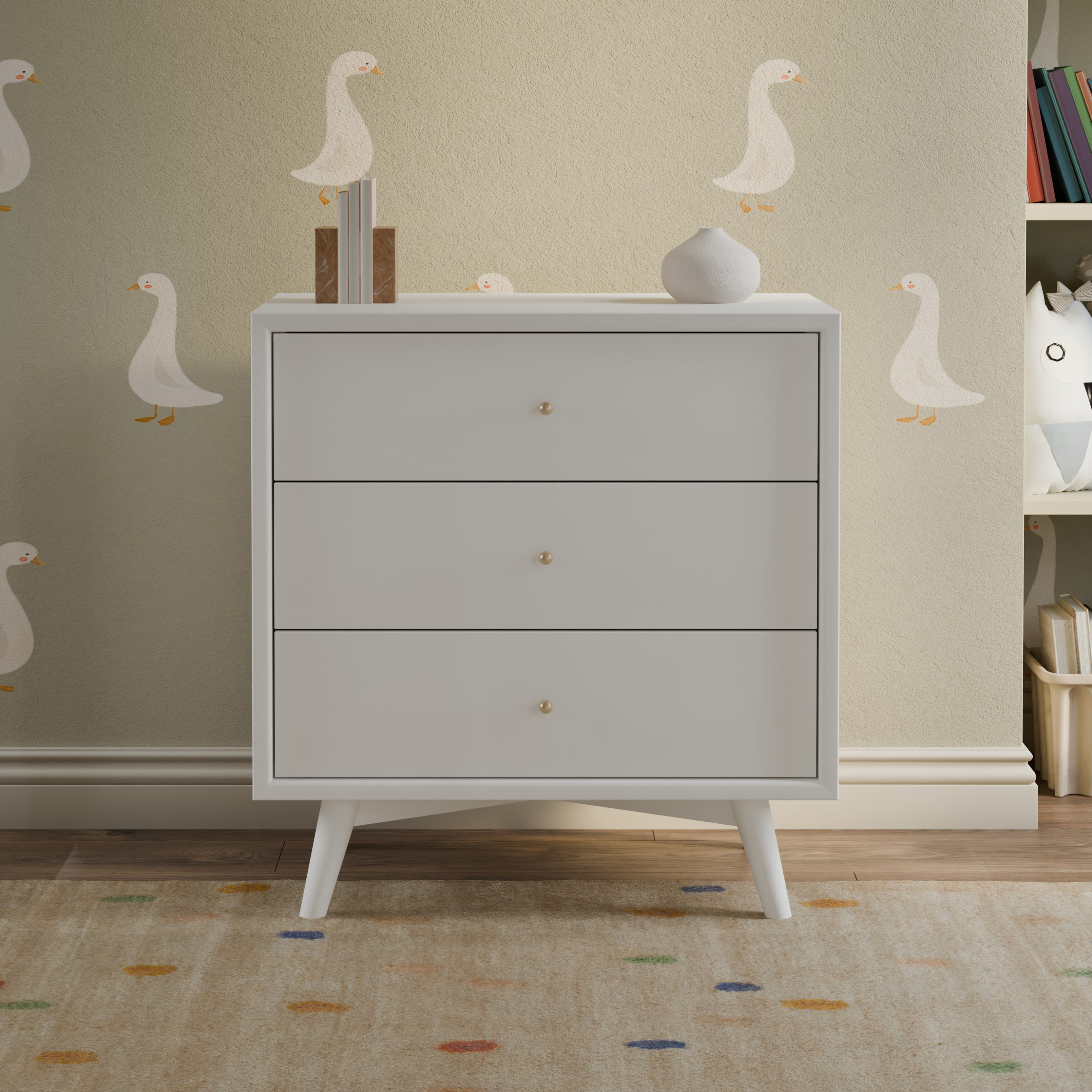 babyletto Palma 3-Drawer Assembled Dresser - White.