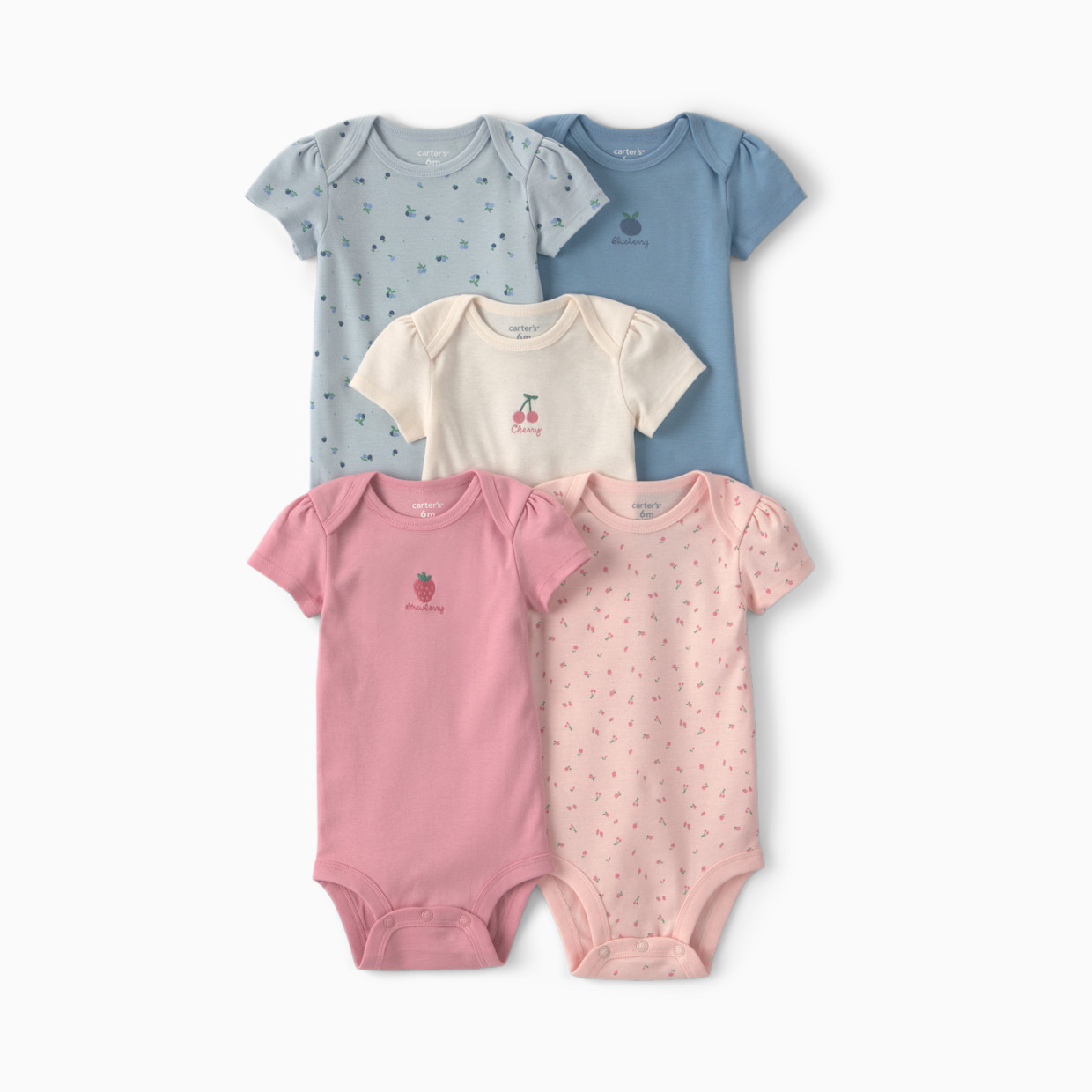 Carter's Short-Sleeve Bodysuits (5 Pack) - Fruit, 6M.