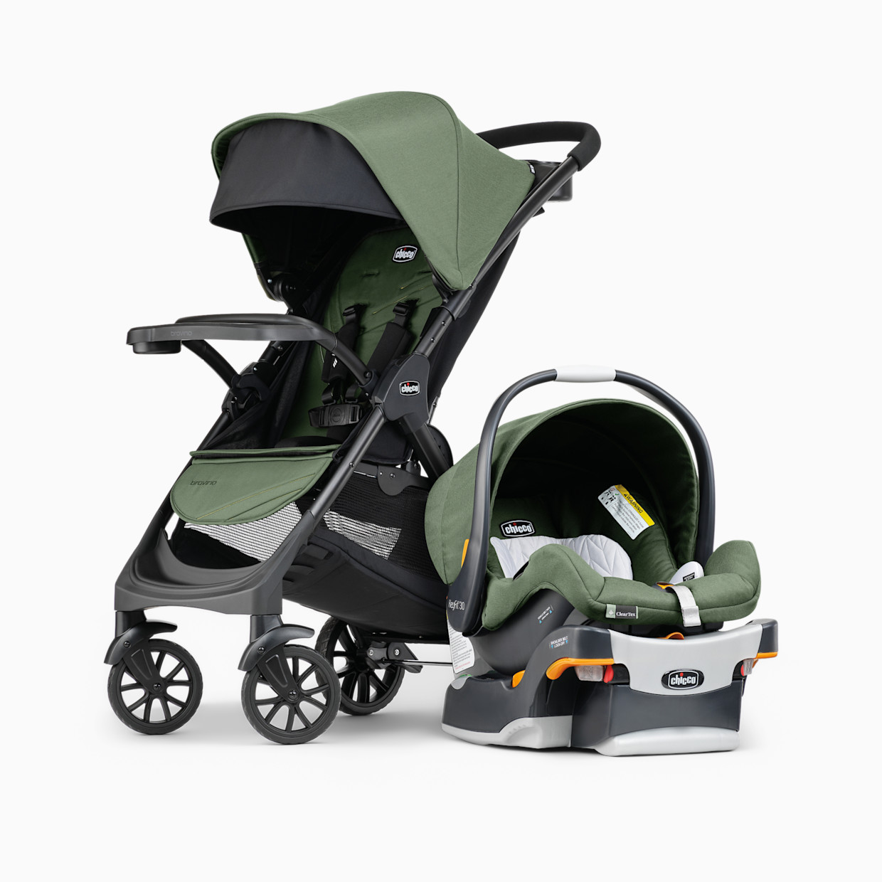 Chicco Bravino ClearTex Travel System - Moss.