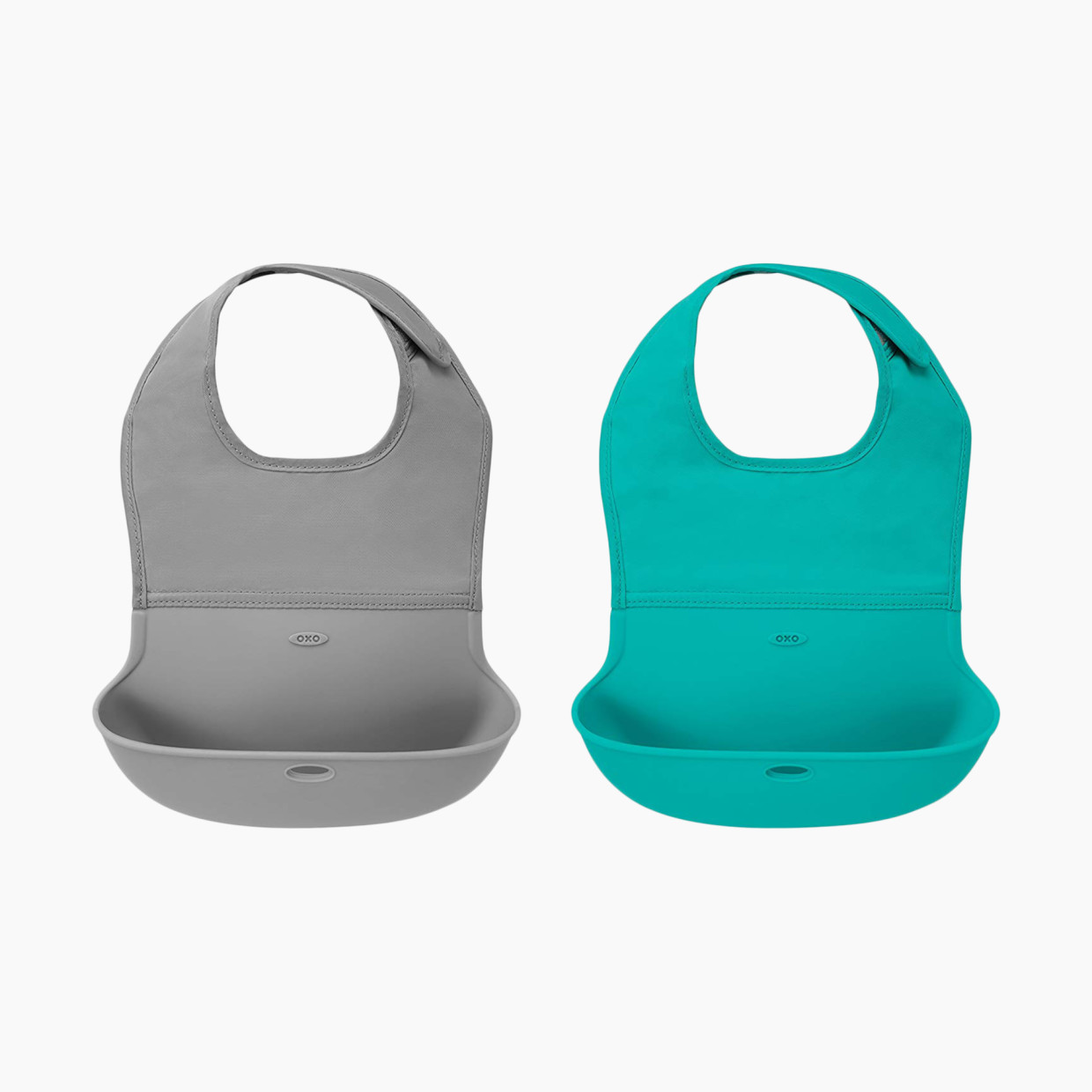 OXO Tot Roll Up Bib (2 Pack) - Grey/Teal.
