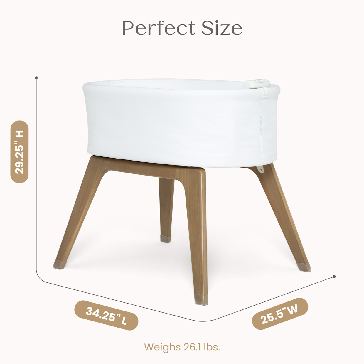 Delta Children Aero Smart Auto Glide Bassinet - White/Acorn.