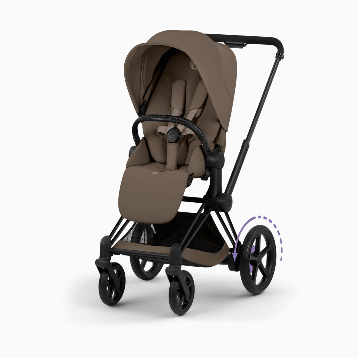Cybex e-PRIAM Stroller - Rose Gold Frame/Sepia Black Lux Seat.