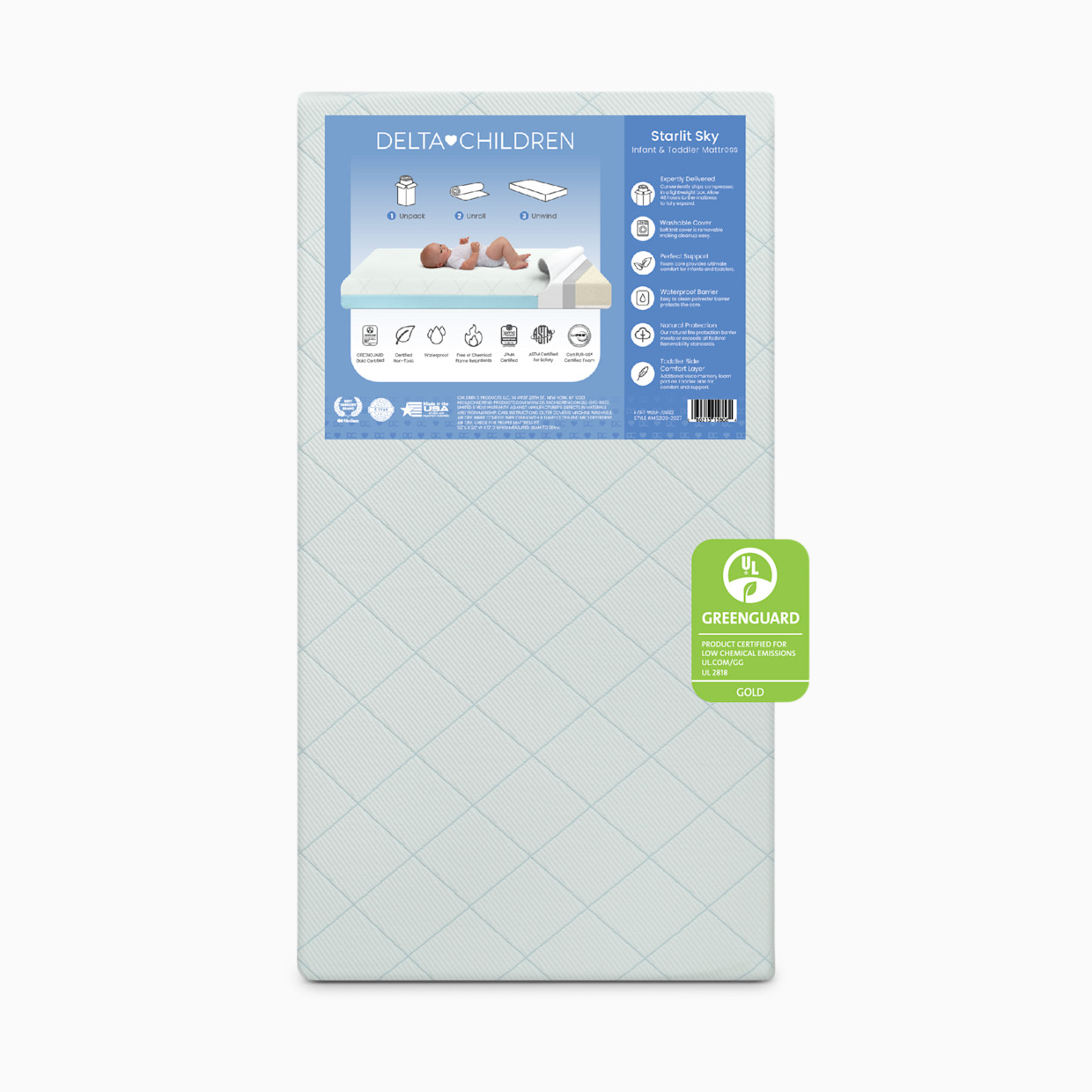 Delta Children Starlit Sky 2-Stage Crib and Toddler Mattress - Blue.