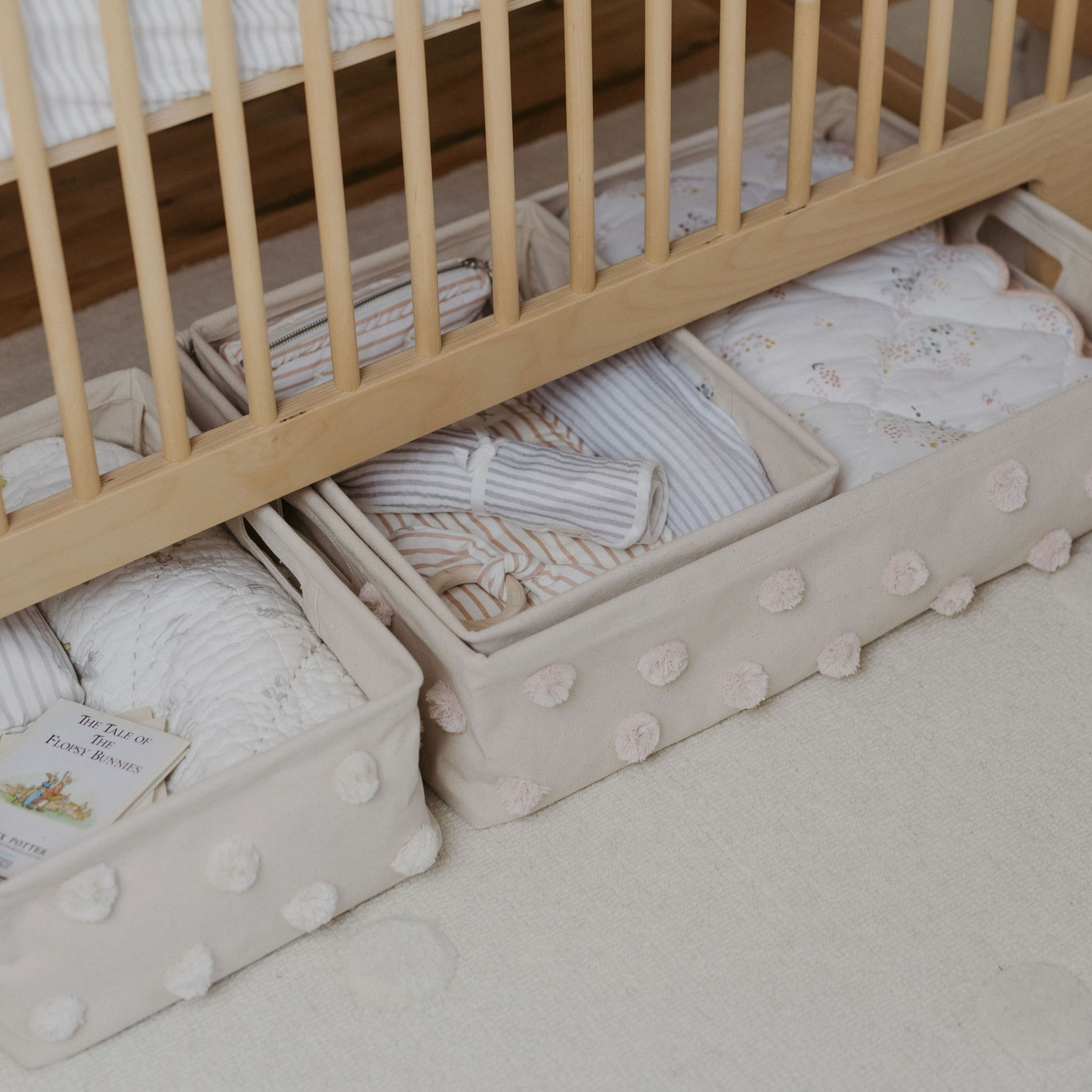 Pehr Pom Pom Hide Away Basket - Blush, Large.