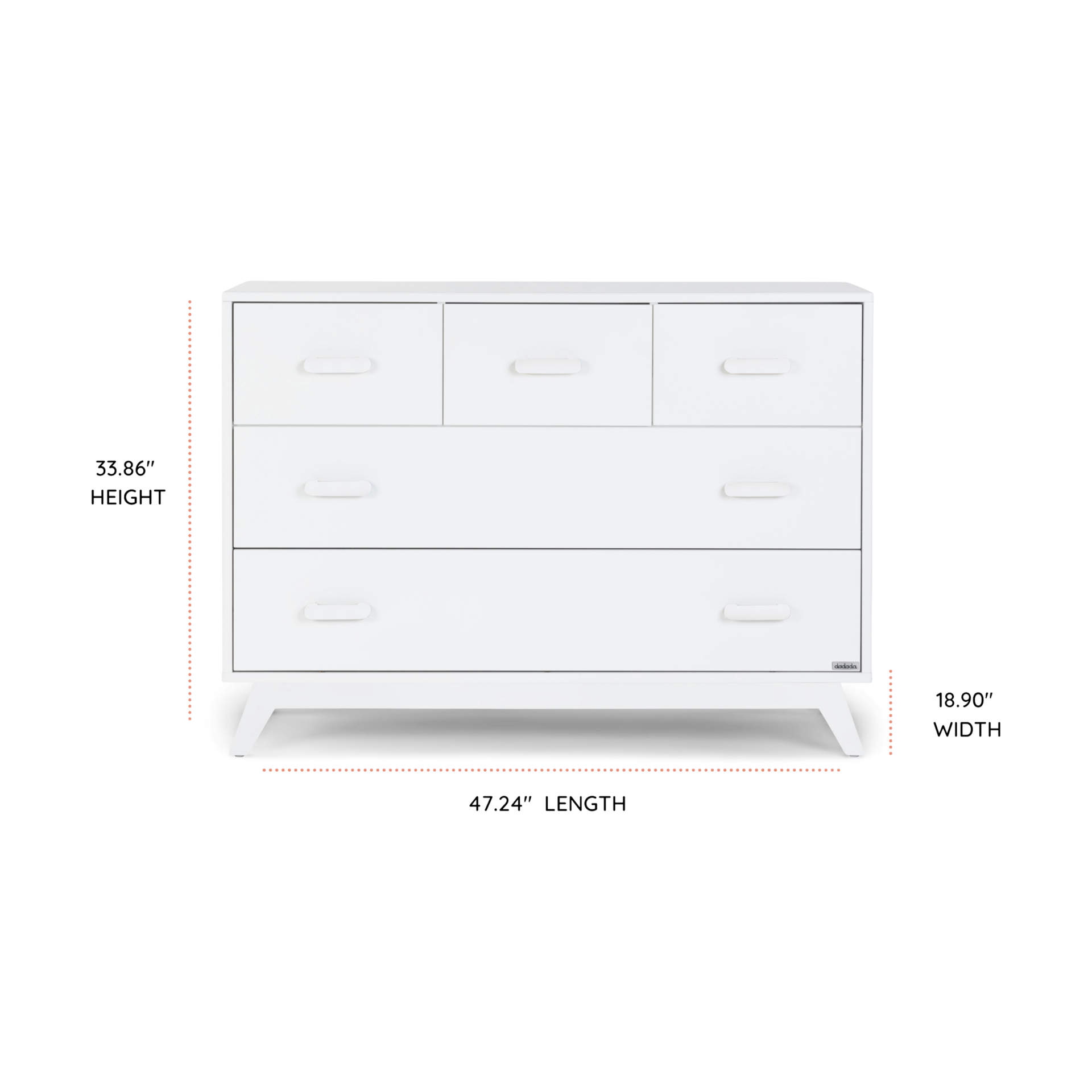 dadada Soho 5-Drawer Dresser - White.