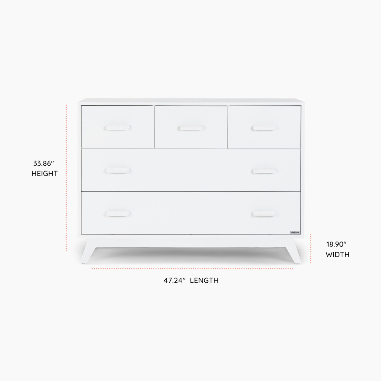 dadada Soho 5-Drawer Dresser - White.