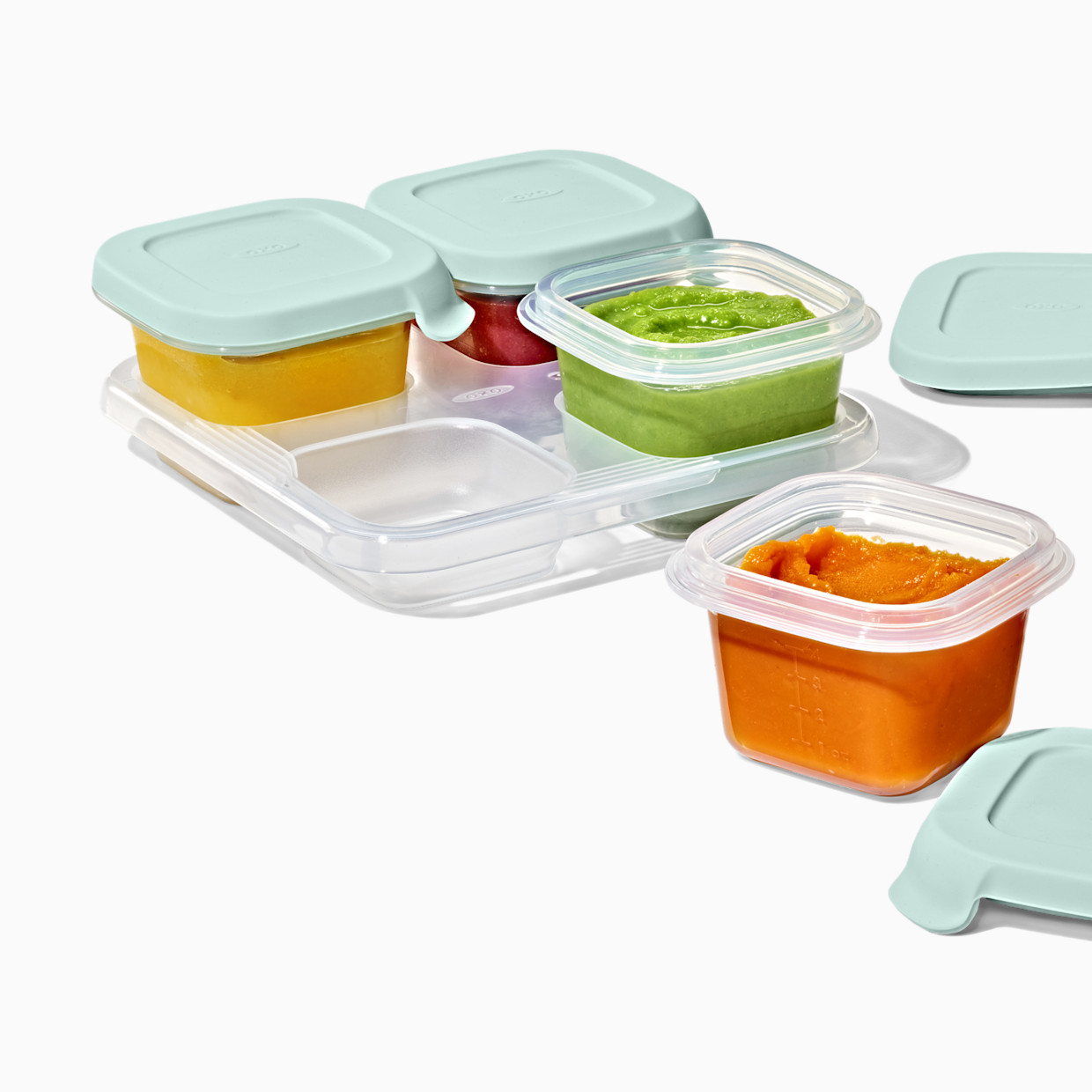 OXO Tot Baby Blocks Silicone 4 Oz Food Storage Containers - Opal.