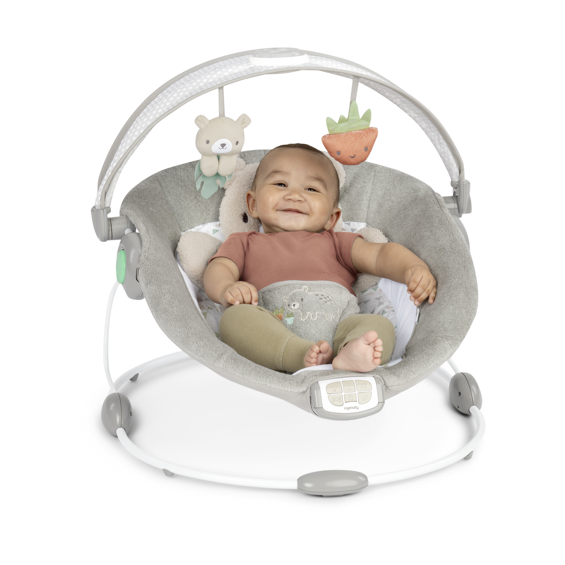 Ingenuity InLighten Baby Bouncer Seat with Light Up Toy Bar.
