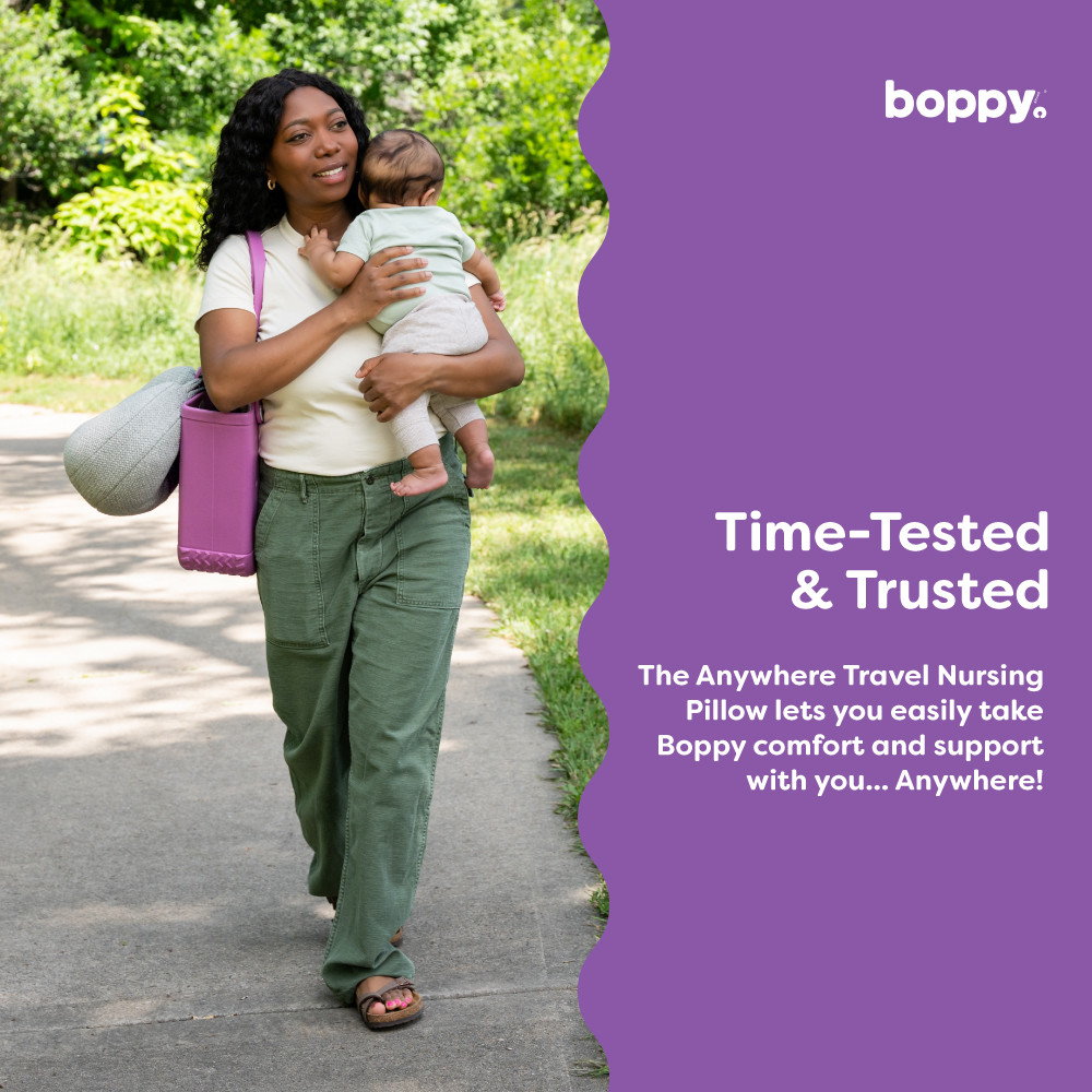 Boppy Anywhere Travel Nursing Pillow - Gray.