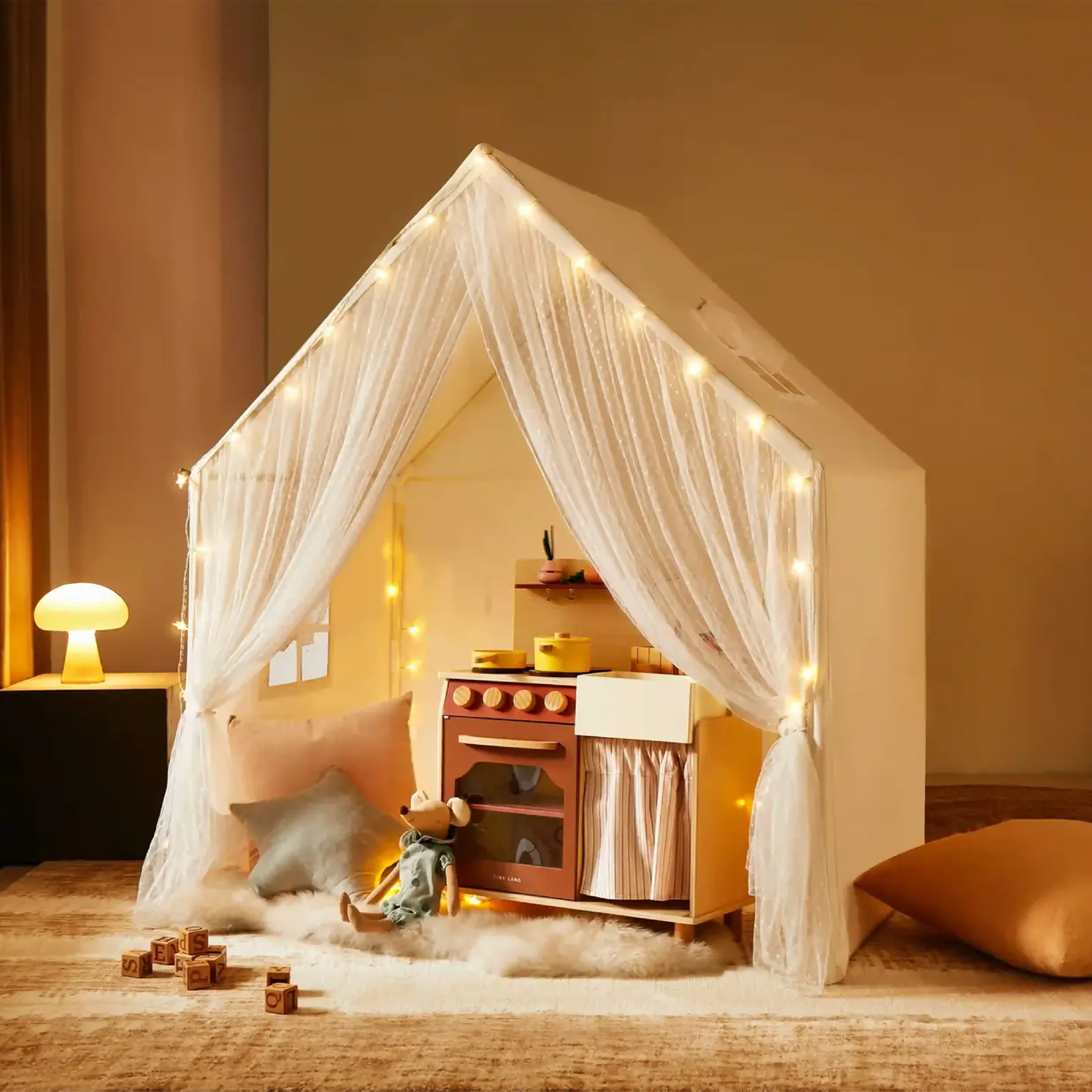 Tiny Land Large Space Play House with Star Lights.