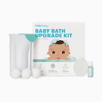 Frida Baby Baby Bath Upgrade Kit | Infant and Toddler Bath Essentials, Rinser Cup, Baby Bath Silicone Brush, Bath Bombs, Essential Oil Vapor Drops, white