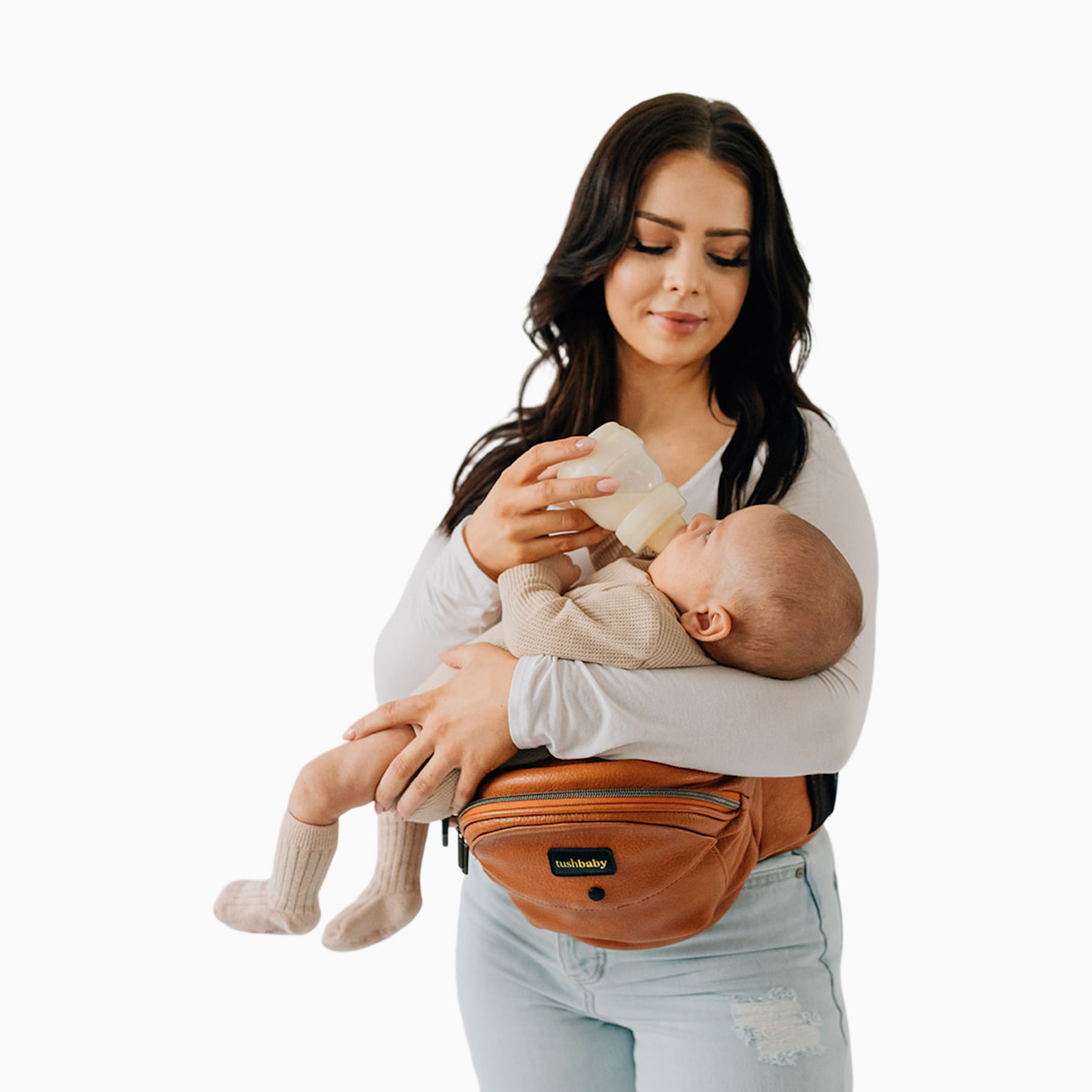 Tushbaby Hip Seat Carrier - Cognac Vegan Leather.