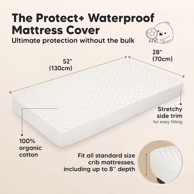 KeaBabies 2-Pack Mavy Protect+ Waterproof Crib Mattress Protector.