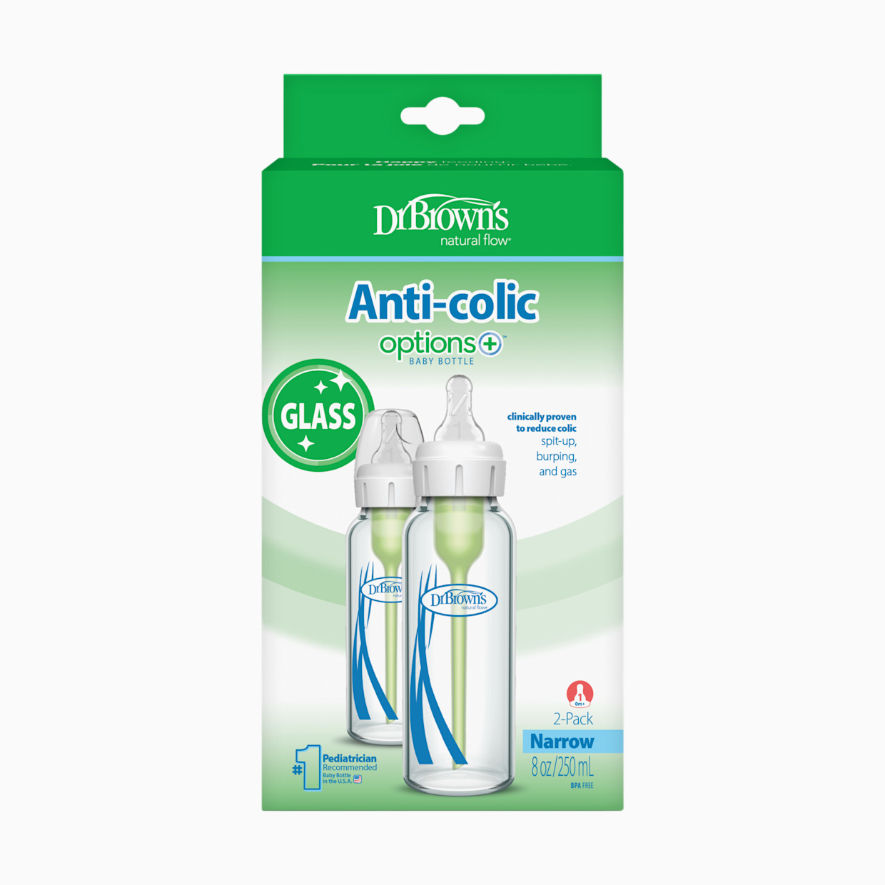 Dr. Brown's Anti-colic Options+ Narrow Glass Baby Bottle - 8 Oz, 2.