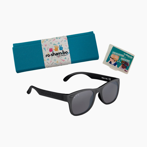 Roshambo Baby Polarized Baby Shades with Strap and Case in Black Size 0-24 Months | 100% UVA