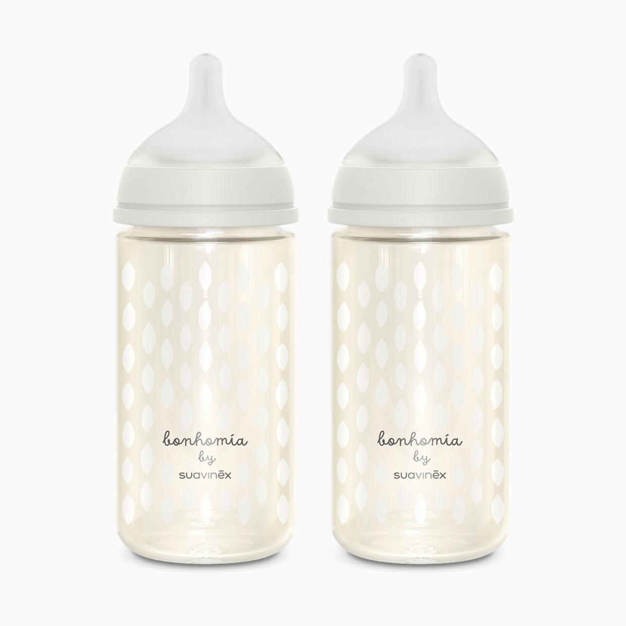 Suavinex Bonhomia Anti-Colic Glass Baby Bottle 2 Pack - Beige, 8 Oz.