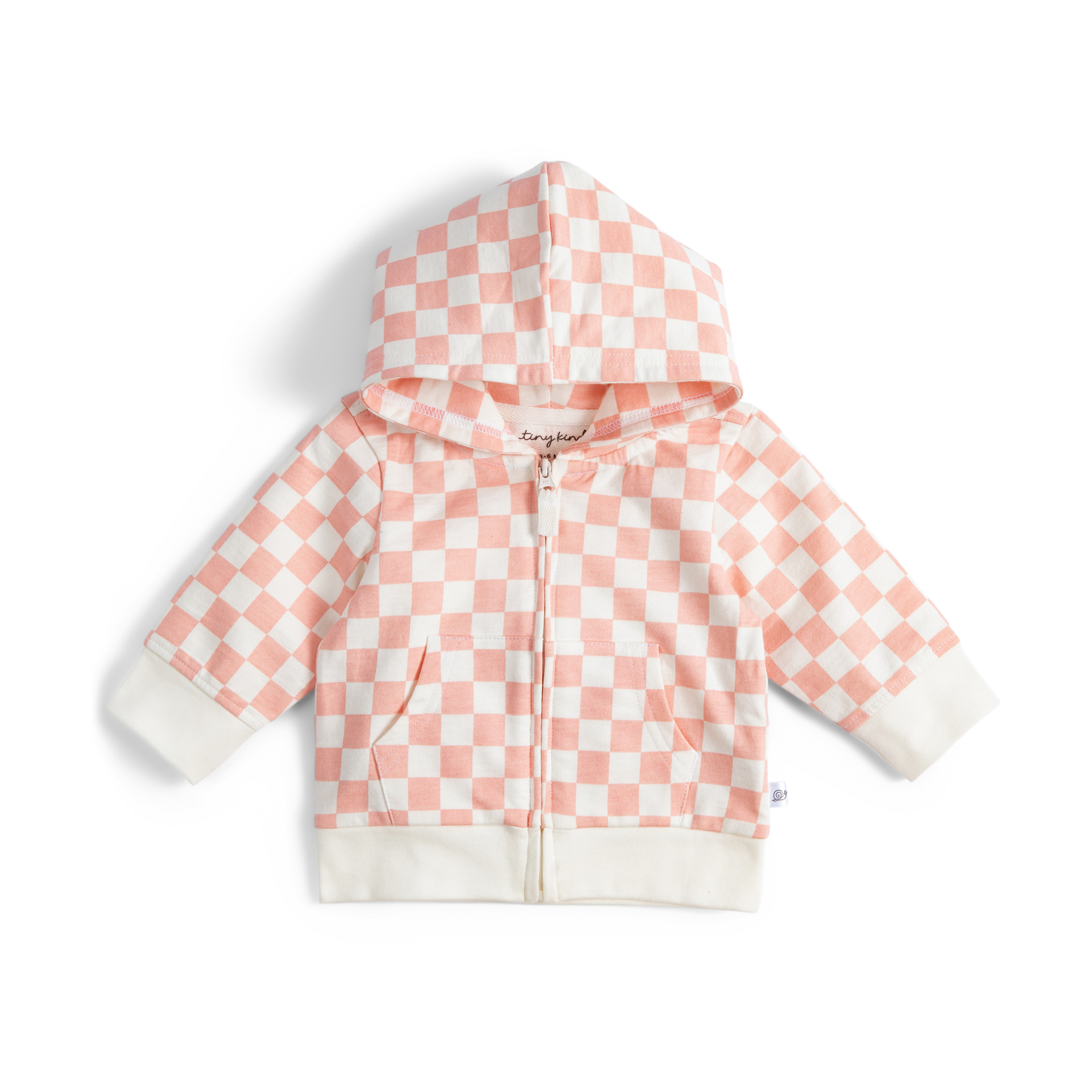 Tiny Kind Hooded Sweatshirt & Jogger Set - Pink Check, 6-9 M.